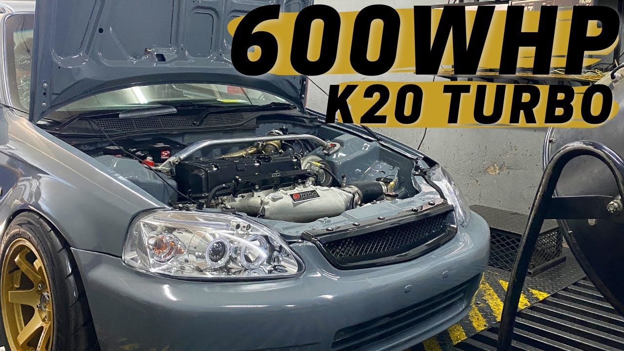 HONDA K20 TURBO SWAPPED CIVIC HITS THE DYNO 😎  **SOUNDS INSANE**
