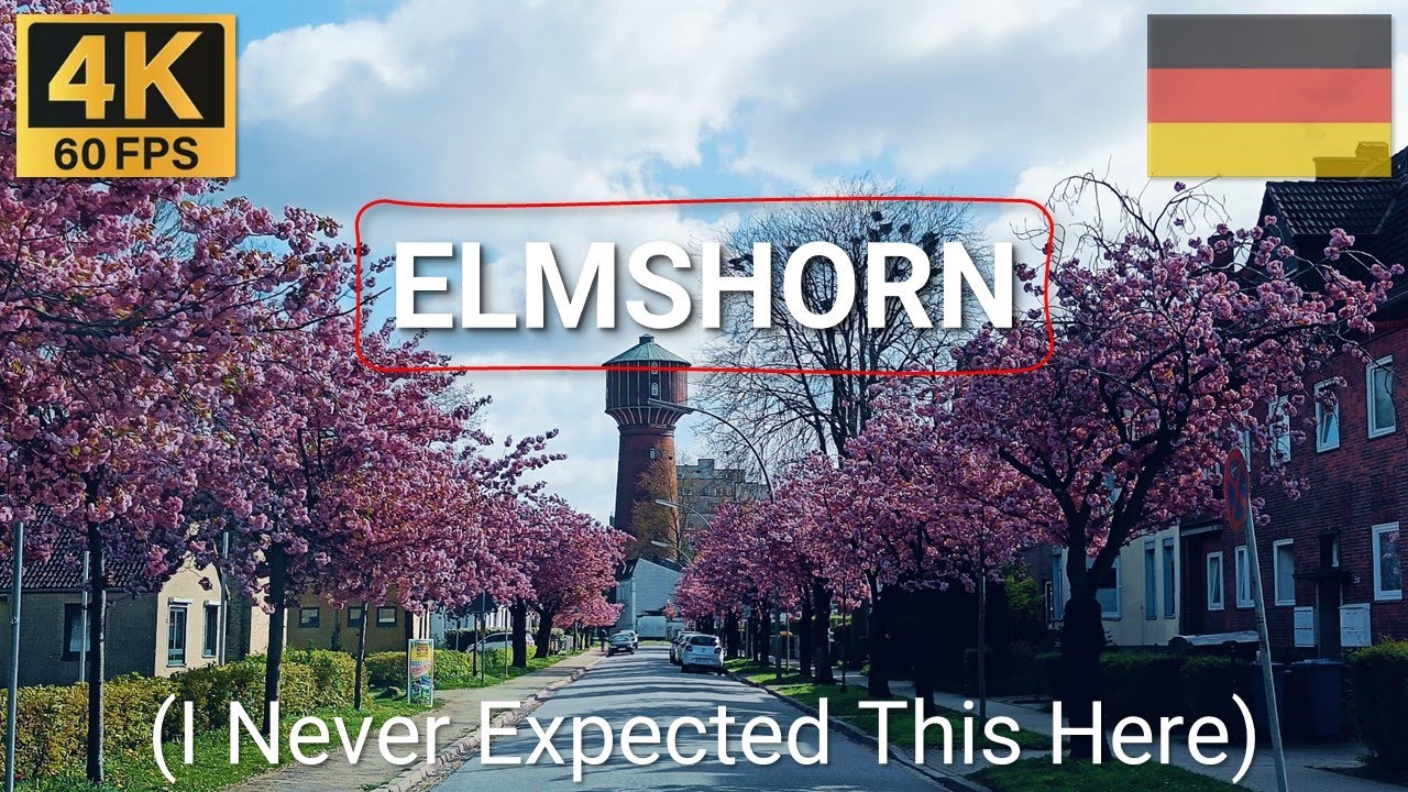 4K Walk in ELMSHORN, Germany 🇩🇪 | 2024 | Beautiful Cherry Blossom outside Ugly City Center
