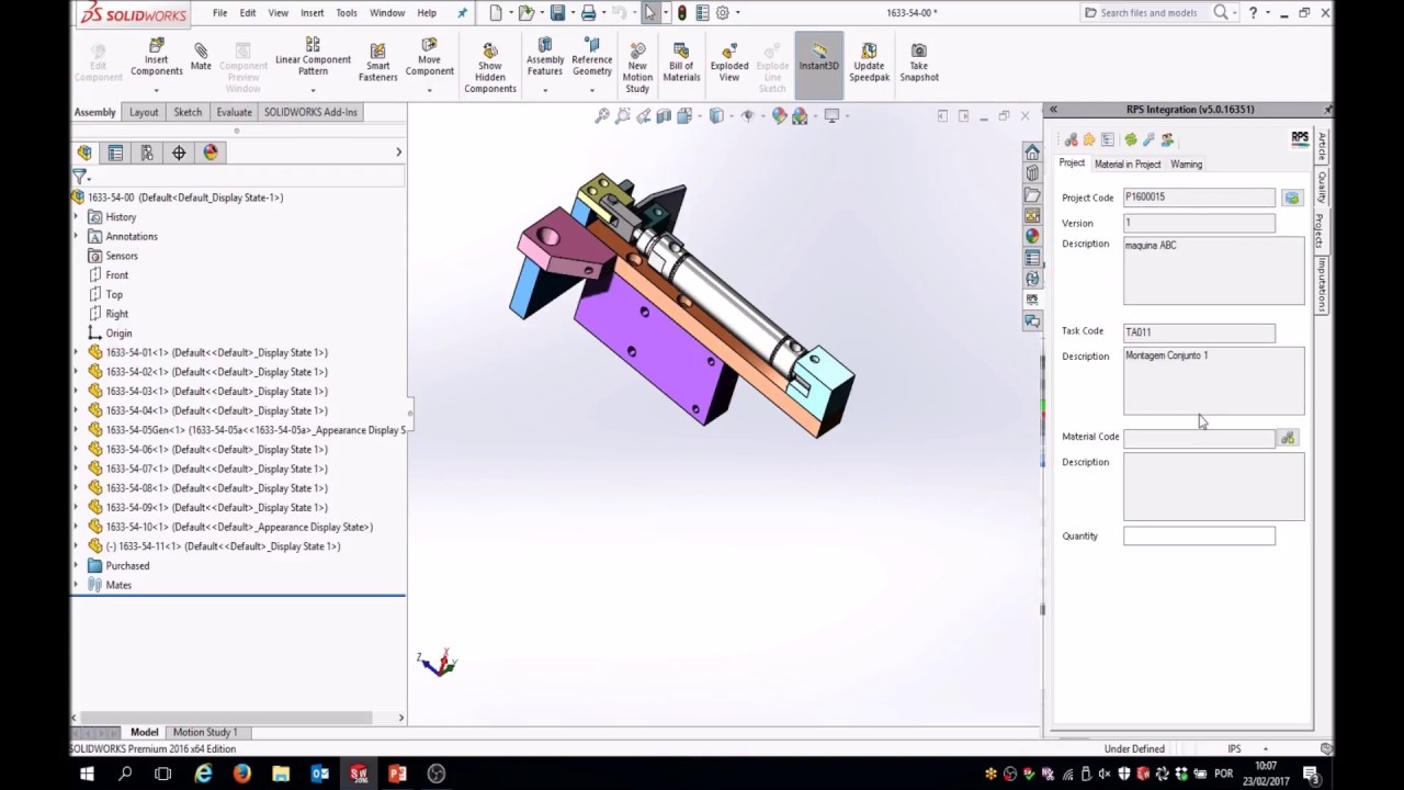 Integração de RPS com SOLIDWORKS