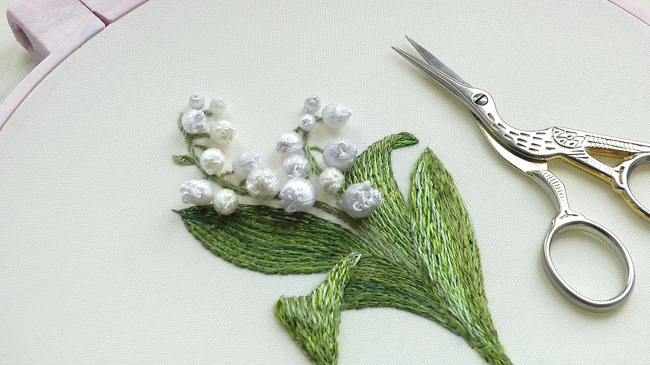 Gorgeous hand embroidery | 3D lily Lilies of the valley | Stumpwork technique