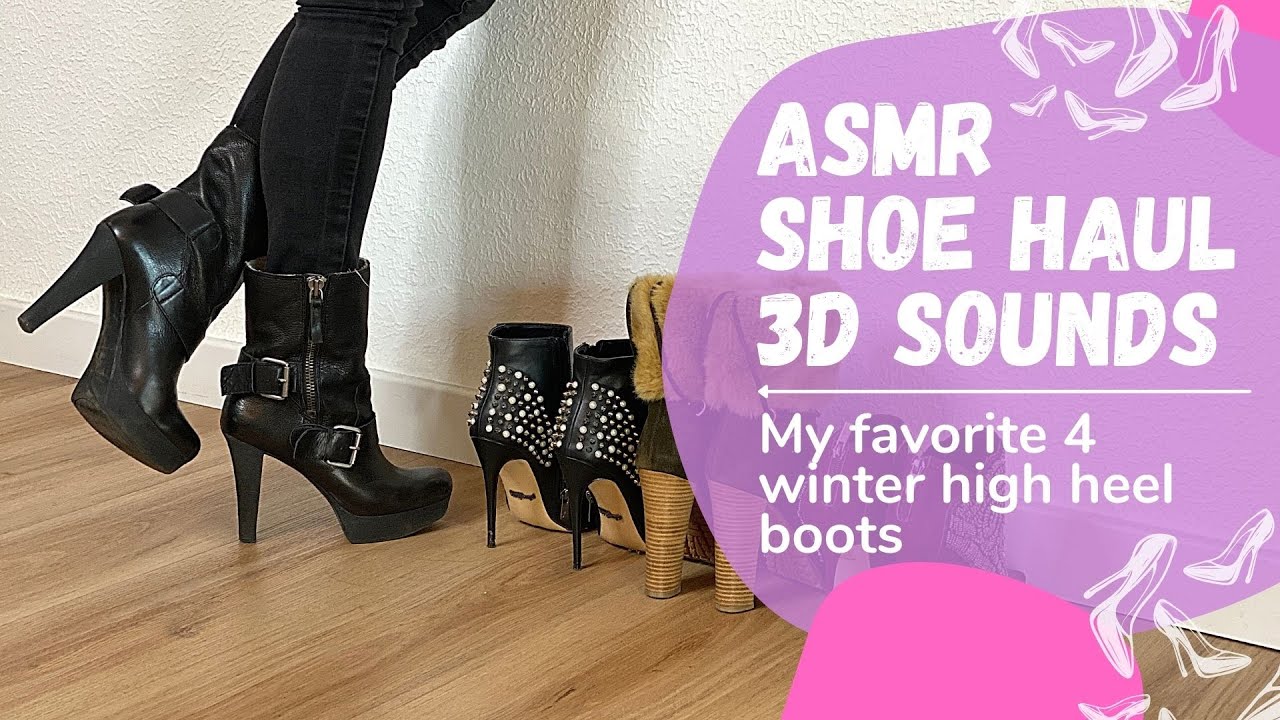 ASMR | High Heel Walking | Tapping | 3D Sound | 4 favorite winter high heel boots | No Music