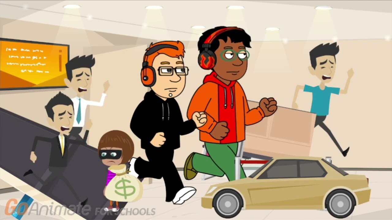 GoAnimate/Vyond - Dora Causes Rampage In The GoCity Bank - Grounded - Sent To The Moon