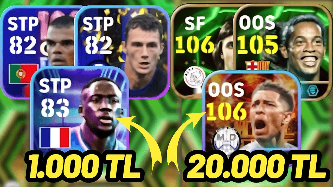 1000 TL VS 20.000 TL KADRO | EFOOTBALL 2025 MOBİLE