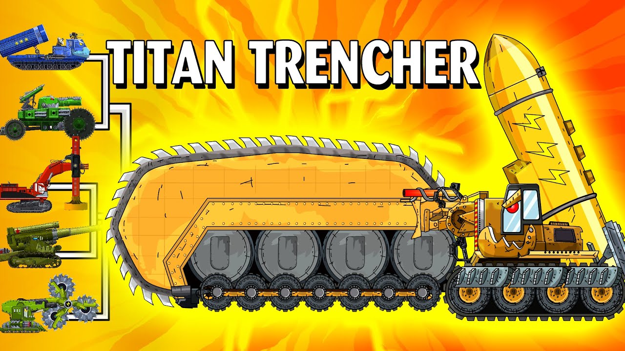 Transformers Tank: Armoured Giant Trencher vs Construction, Ballistic Missiles | Cartoon about Tanks
