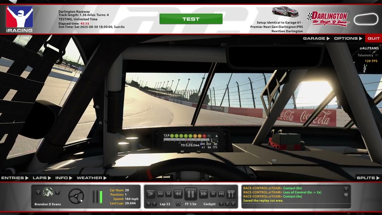 iRacing: Brandon Evans (Next Gen @ Darlington)