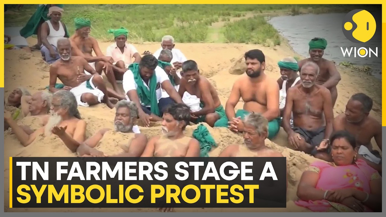 Tamil Nadu Farmers Bury Themselves In Sand Over Cauvery Water Dispute With Karnataka