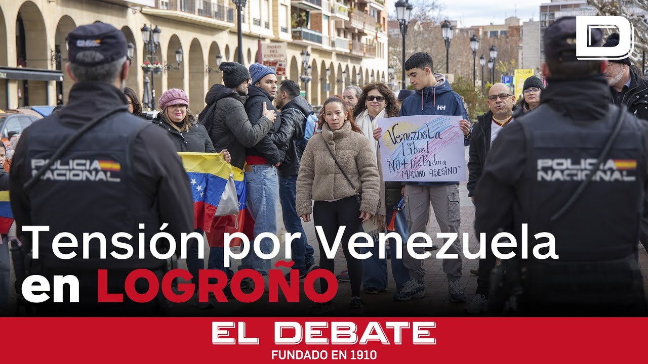 Gritos y tensi&oacute;n durante una protesta por Venezuela en Logro&ntilde;o
