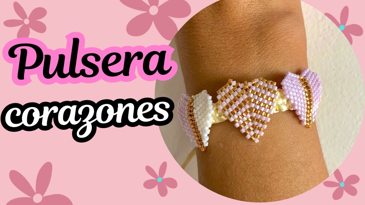 Pulsera corazones/peyote par/peyote impar/brick Stitch/pulsera fácil miyuki