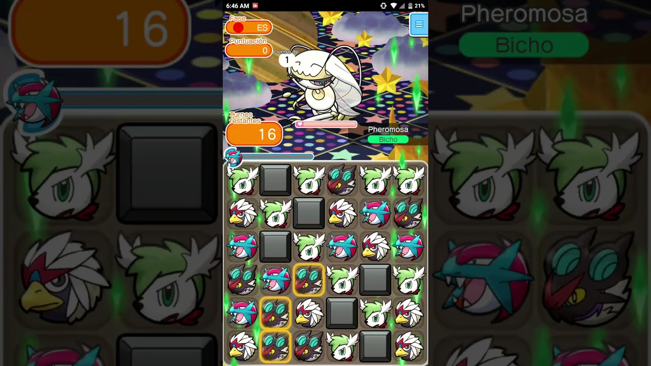 Pokémon Shuffle - Ultra Beast Challenge Pheromosa (Itemless). 22% Catchability.