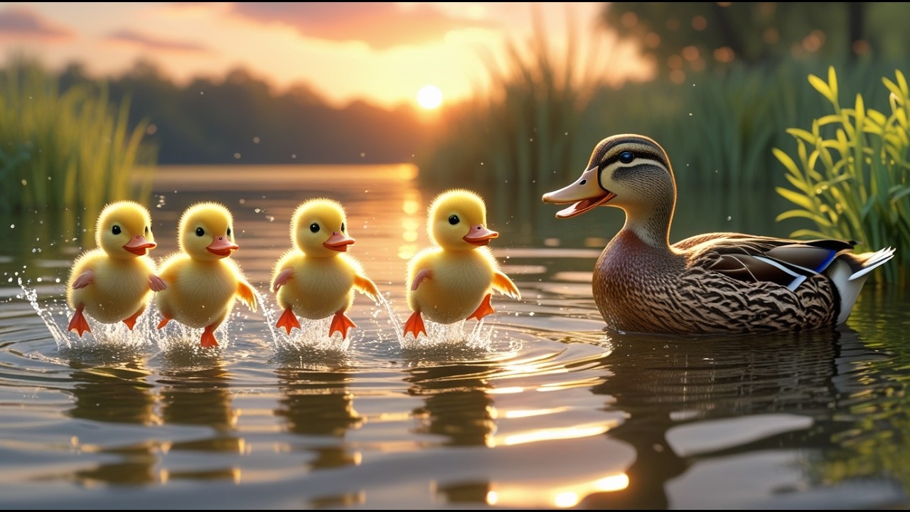 🦆🎵 Five Little Duck Song | 3D Nursery Rhyme for Kids ✨