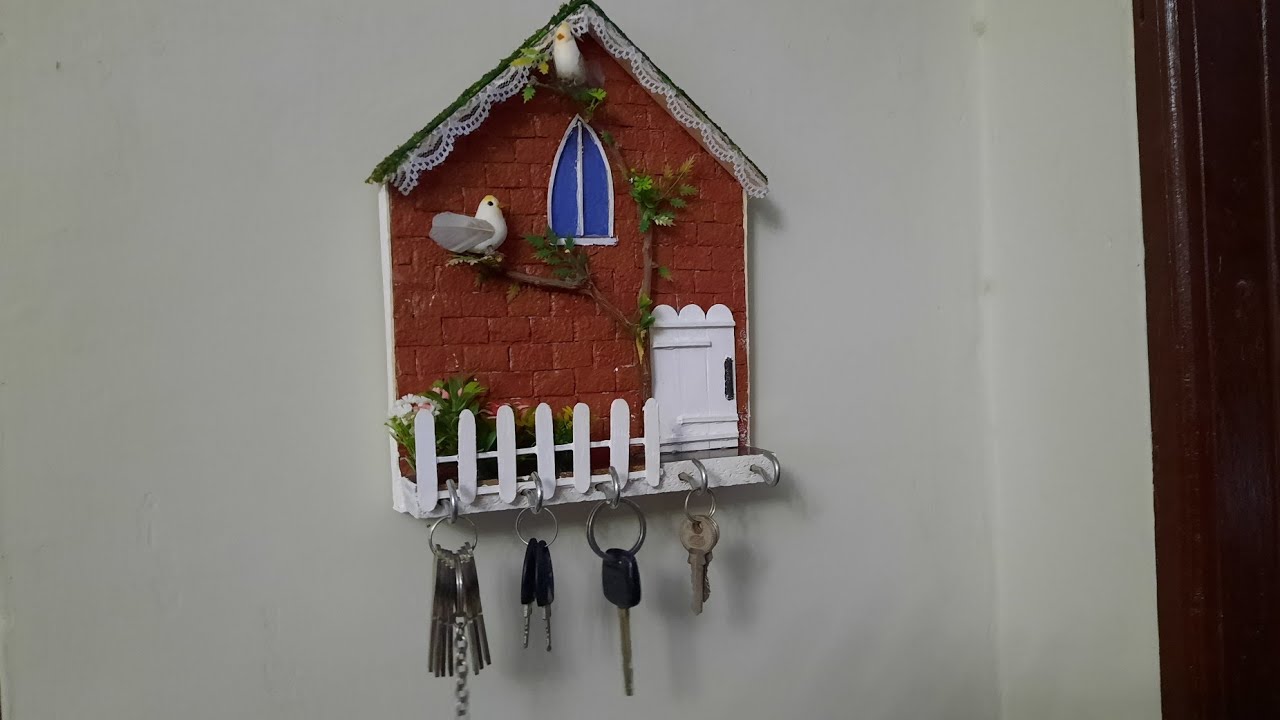 Diy key holder with cardboard|Diy key holder wall hanging|Room decoration idea|keys organizer