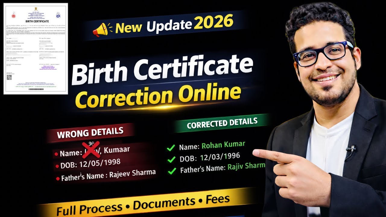 Birth Certificate Correction Online 2026 | Full Process, Documents & Fees