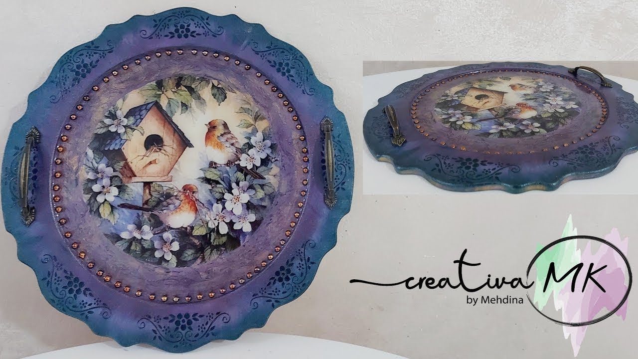 Decoupage wooden tray with resin  #Decoupage con resina  #Dekupaz i tecno staklo