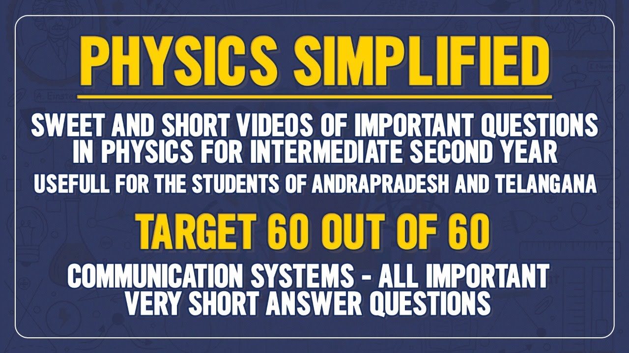 COMMUNICATION SYSTEM - ALL IMPORTANT VERY SHORT ANSWER QUESTIONS - IMPORTANT PHYSICS QUESTIONS