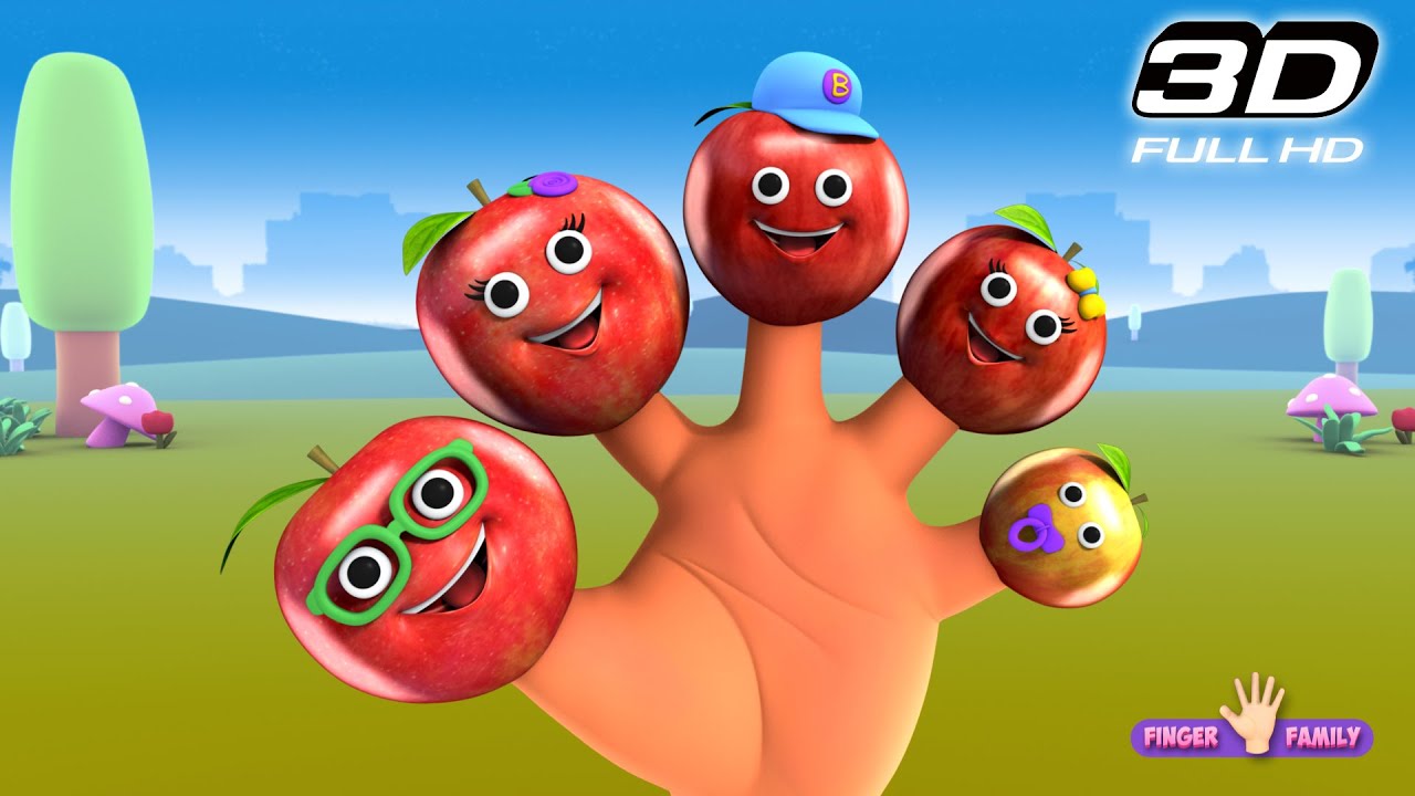 The Finger Family Apple Family Nursery Rhyme | Apple Finger Family Songs