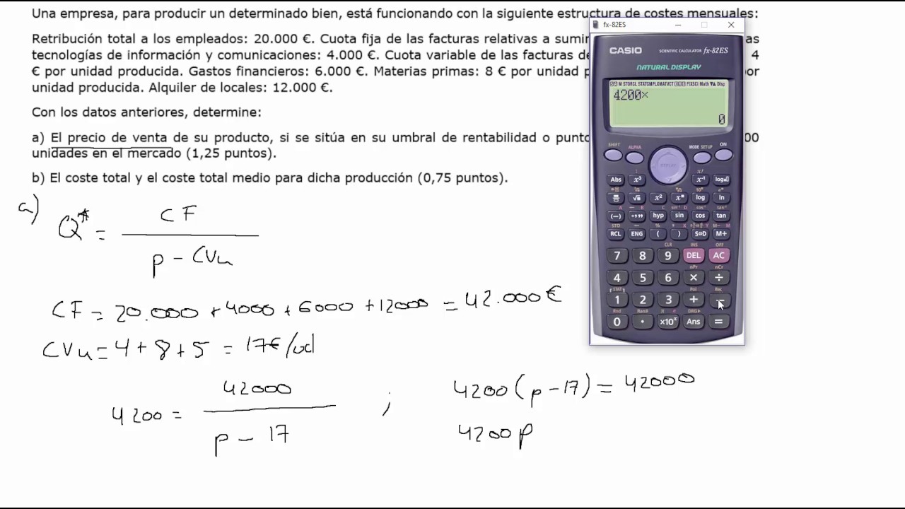 Tema 4: Umbral de rentabilidad (PAU complejo resuelto)
