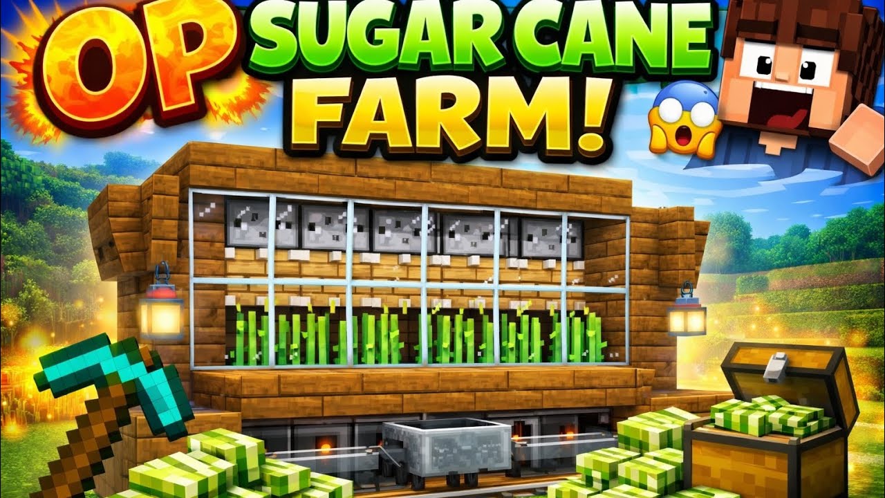 Easy Sugar Cane Farm in Minecraft 😱 | Automatic #minecraft 