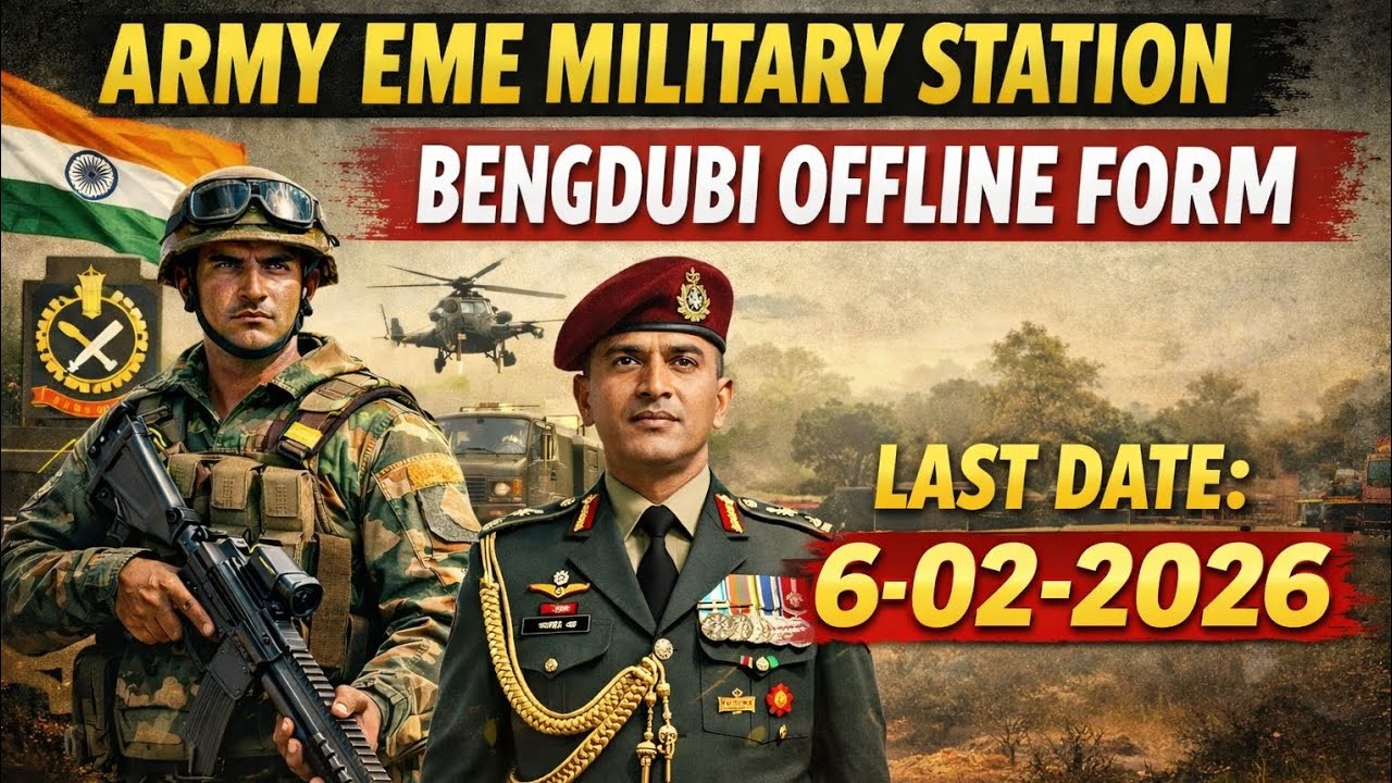 Army EME Military Station Bengdubi Recruitment 2026 | Offline Form | Last Date 6 Feb 2026