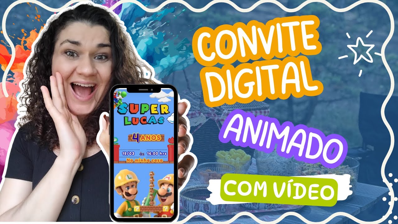 Como Fazer CONVITE DIGITAL ANIMADO INFANTIL COM VÍDEO (Super Mário) no Canva | Renda Extra
