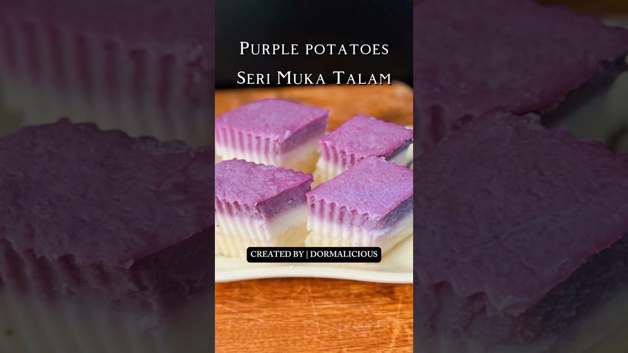 3 layers purple potatoes kuih ( aka traditional nyonya cake) 