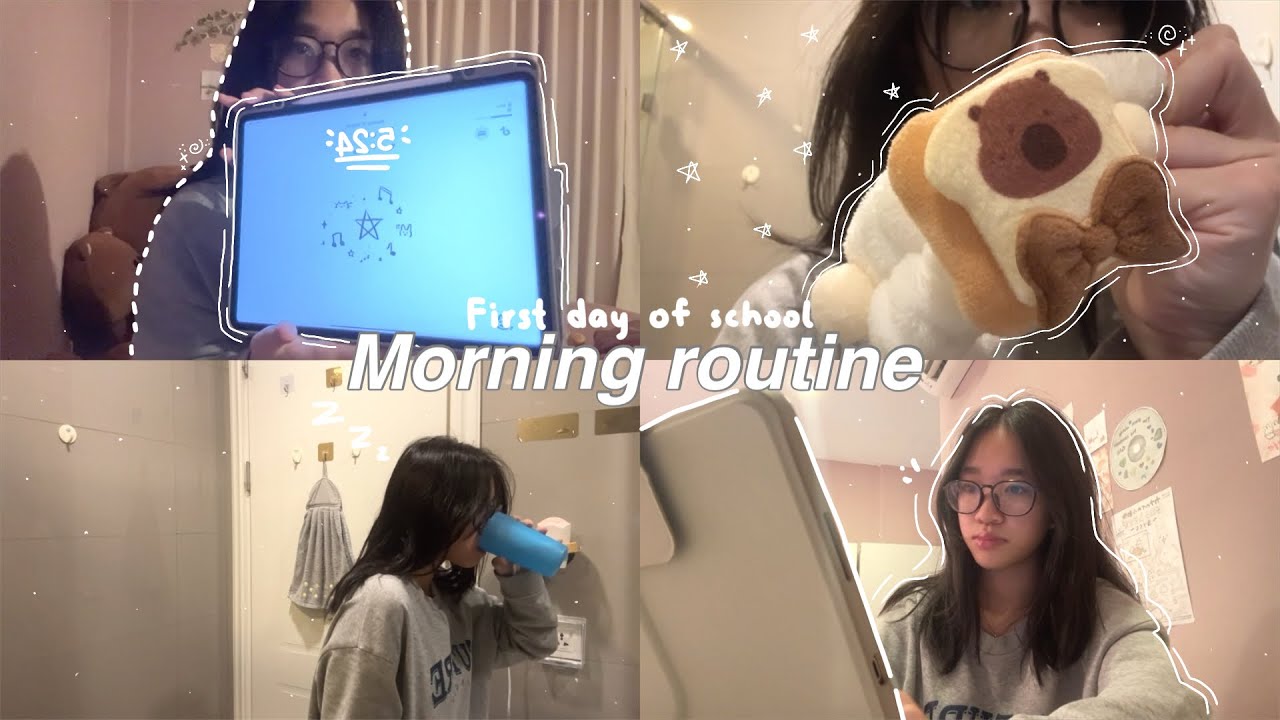 FIRST DAY OF SCHOOL 5AM Morning routine 🤍 || grwm, skincare, chitchat, etc.. .