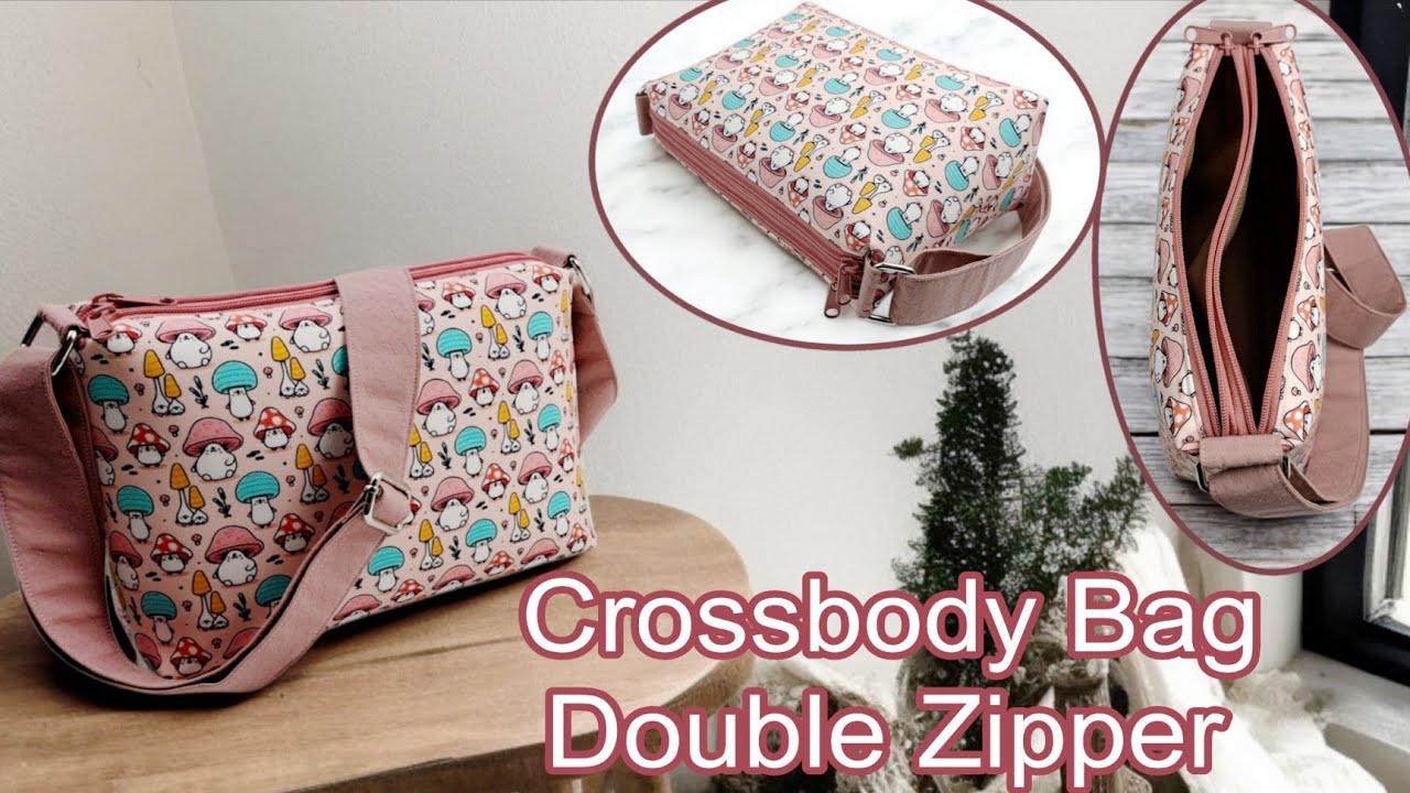 DIY Cara Membuat Tas/Crossbody Bag/Double Zipper/Tutorial&Pattern