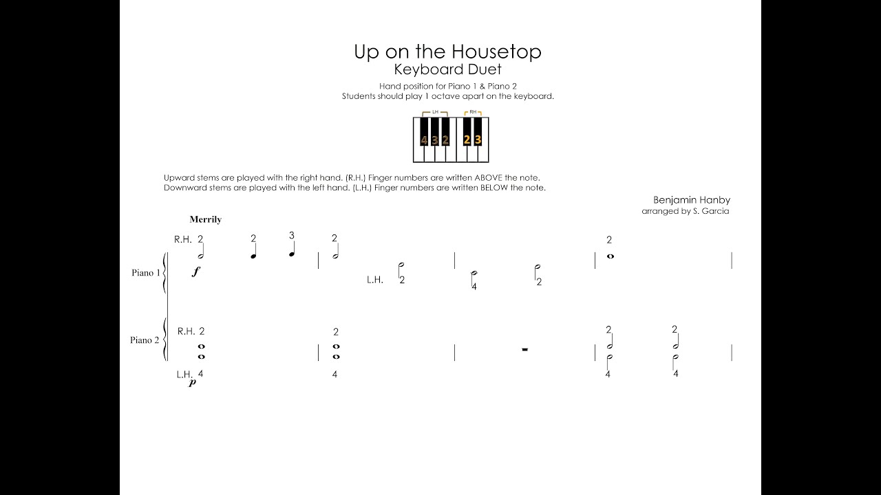 Up on the Housetop by Benjamin Hanby (Easy Keyboard Duet)
