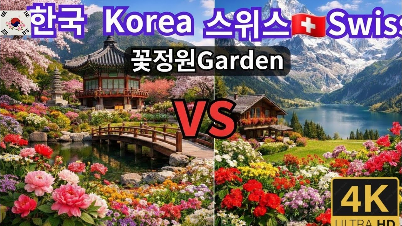 유명한 한국과 스위스 꽃정원축제 끝판왕비교 자연풍경힐링 Korean and Swiss Flower Gardens  Nature Landscape Healing Video