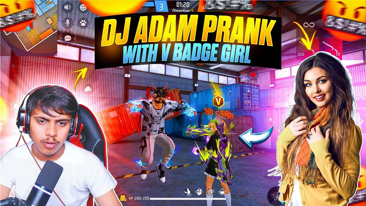 Noob Prank With V Badge Angry Girl 😤 Samne आया 100 Level 😱 Worldchat Random Girl 😍 Garena Free Fire