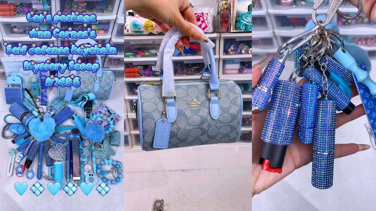 So cute candy blue #keychain #selfdefenseplug #packingorders #asmr #safetykeychains #mysteryscoop 