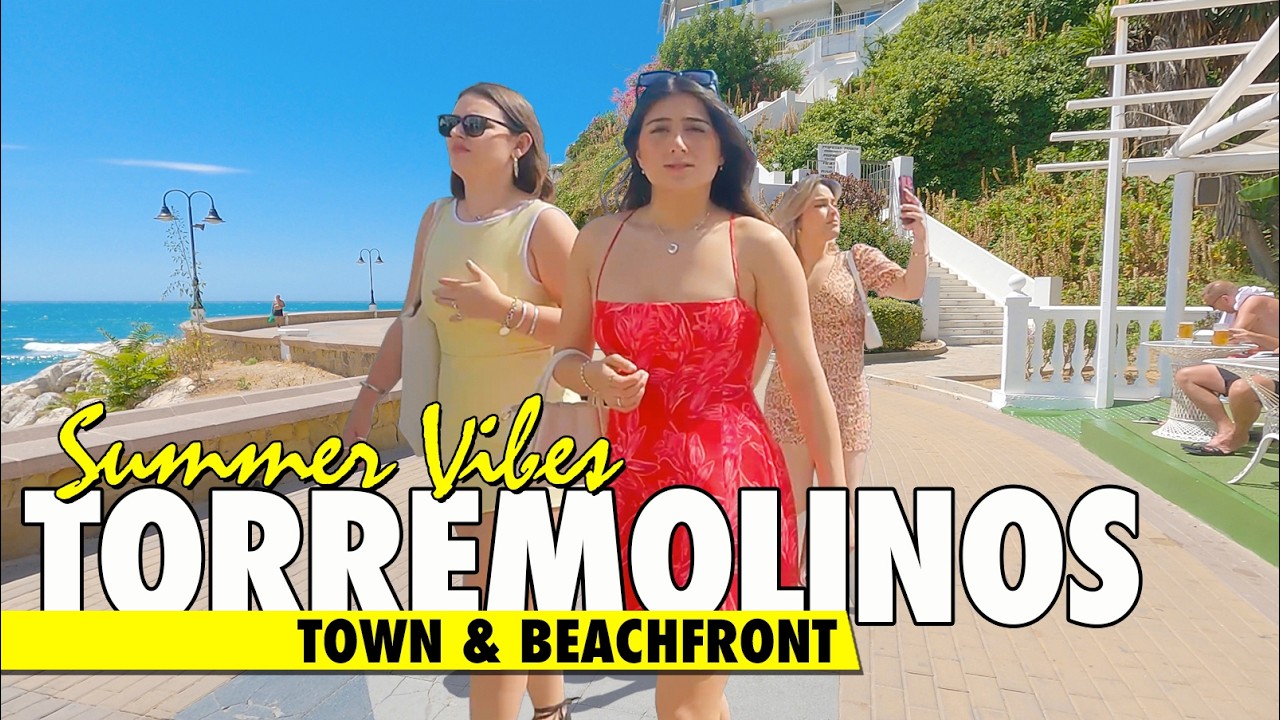 Torremolinos town & beachfront walk | Costa del Sol summer 2025 | Spain virtual tour