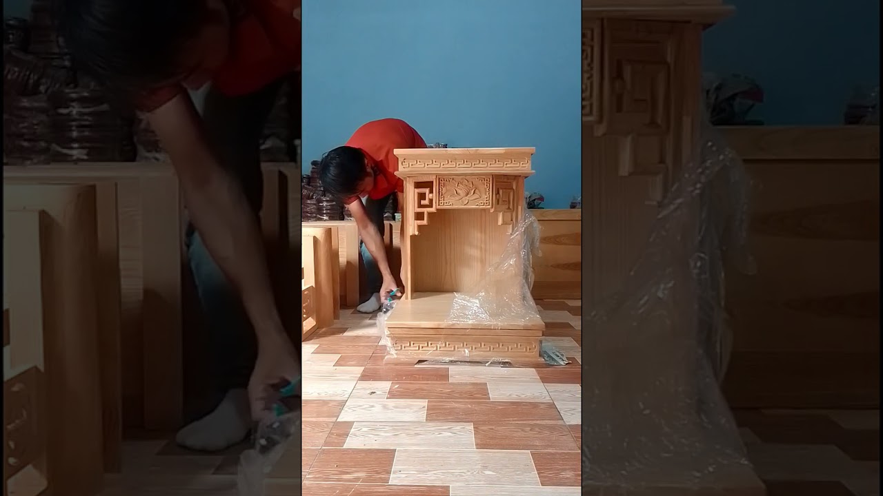 Review bàn thờ ông địa gỗ sồi giá rẻ tại Mekongwood