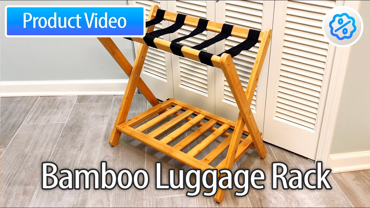 Bamboo and Lightweight, Collapsible Luggage Rack for Guests  - Product Video