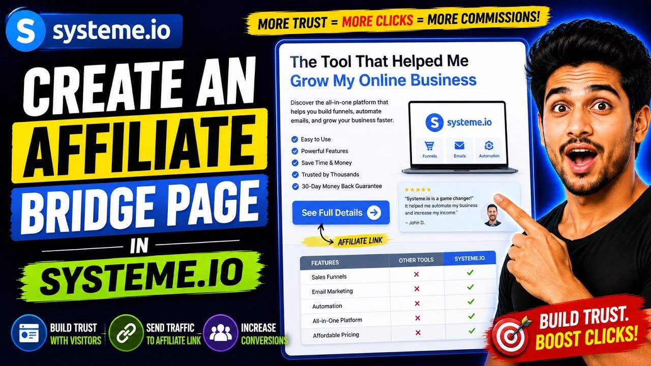 Systeme.io Landing Page for Affiliate Marketing | Create an Affiliate Bridge Page in Systeme.io 