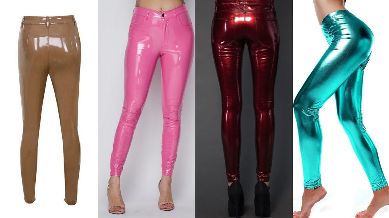 Fantastic leather and latex tight shiny trousers for cute ladies and girls