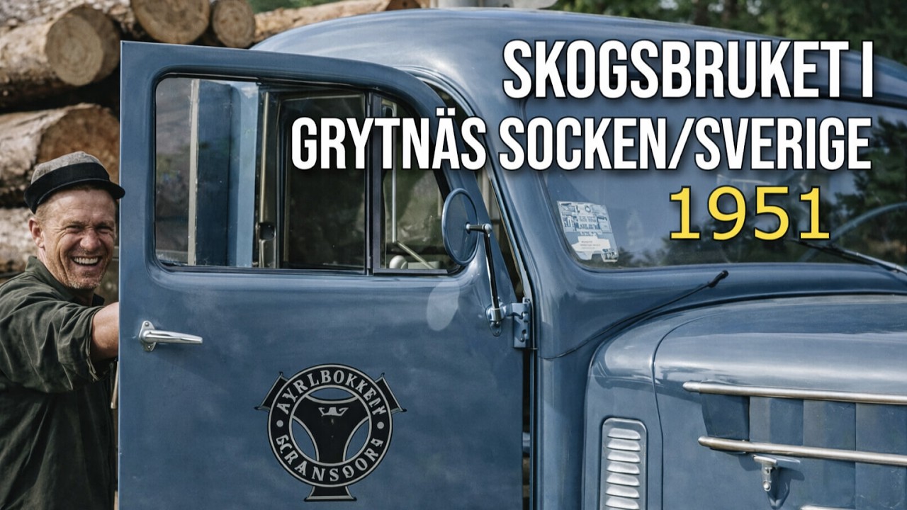 Skogsbruket i Grytnäs socken/Sverige - 1941. Isfiske, älgjakt och milbränning.