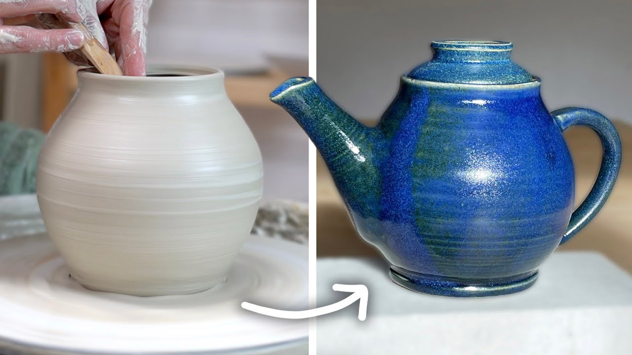 The Full Process of Making a Teapot // throwing, trimming, assembling, & glazing