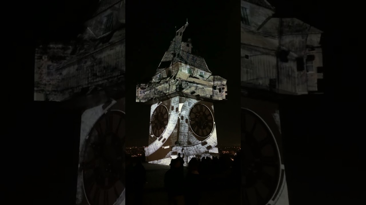 Klanglicht in Graz, 25. Oktober 2023. Uhrturm