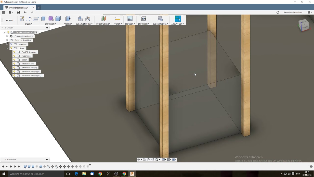 Fusion 360 (3D Drucker Regal Teil 1)