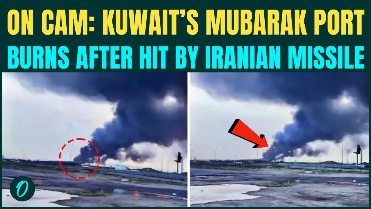 Iran STRIKES Kuwait Port BREAKING: Mubarak Port BURNS For Hours After Missile Hits in Chilling Video