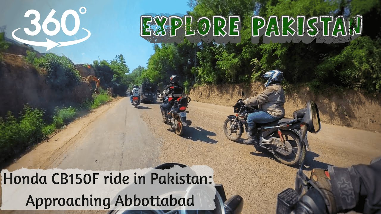 VR 360 POV Motorcycle Ride Pakistan: Approaching Abbottabad. Honda CB150F, Great ASMR, No Narration