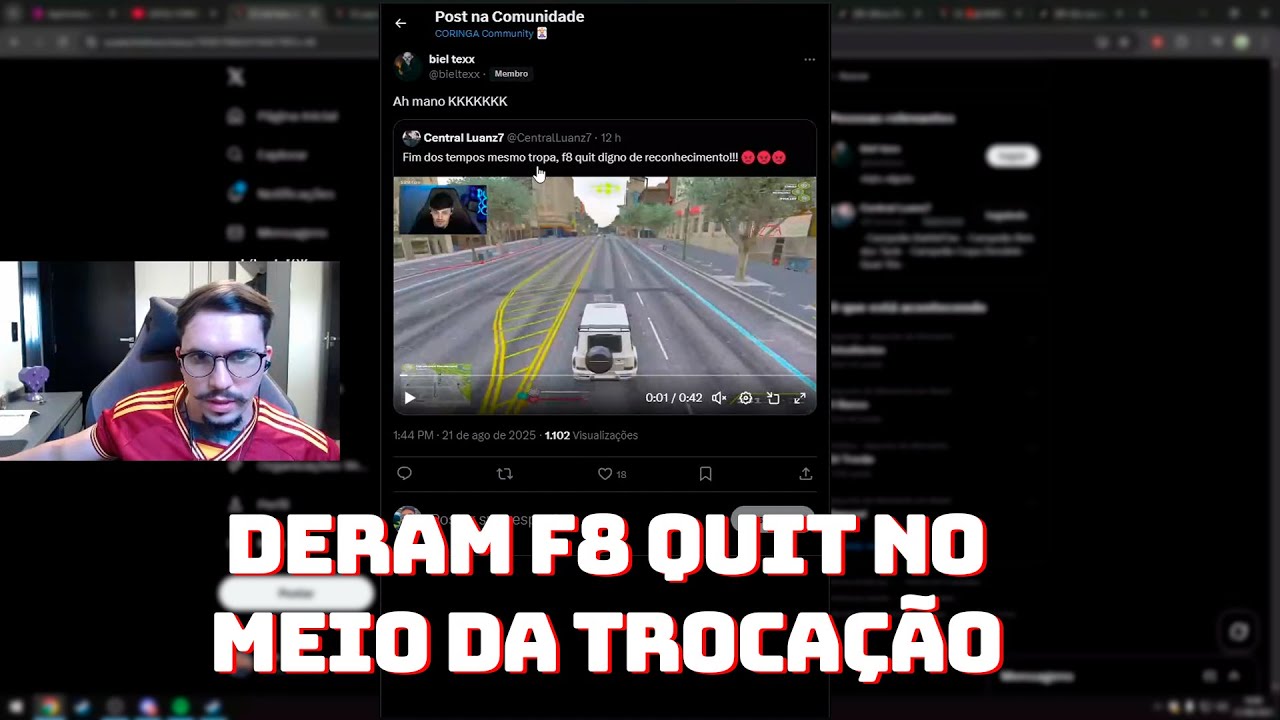 CORONEL REAGINDO AO CARA DANDO F8 QUIT NO MEIO DA TR0C4ÇÃO!!!