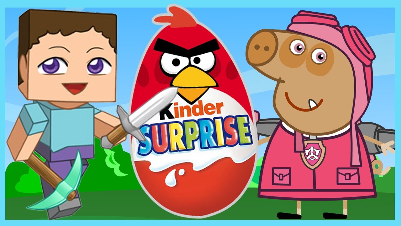 Свинка Пеппа - Щенячий патруль - Майнкрафт - Энгри Бёрдс. Киндер сюрприз. Paw Patrol - Minecraft