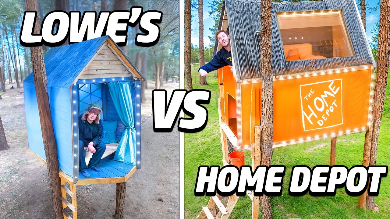 Lowe's VS Home Depot Survival Treehouses!
