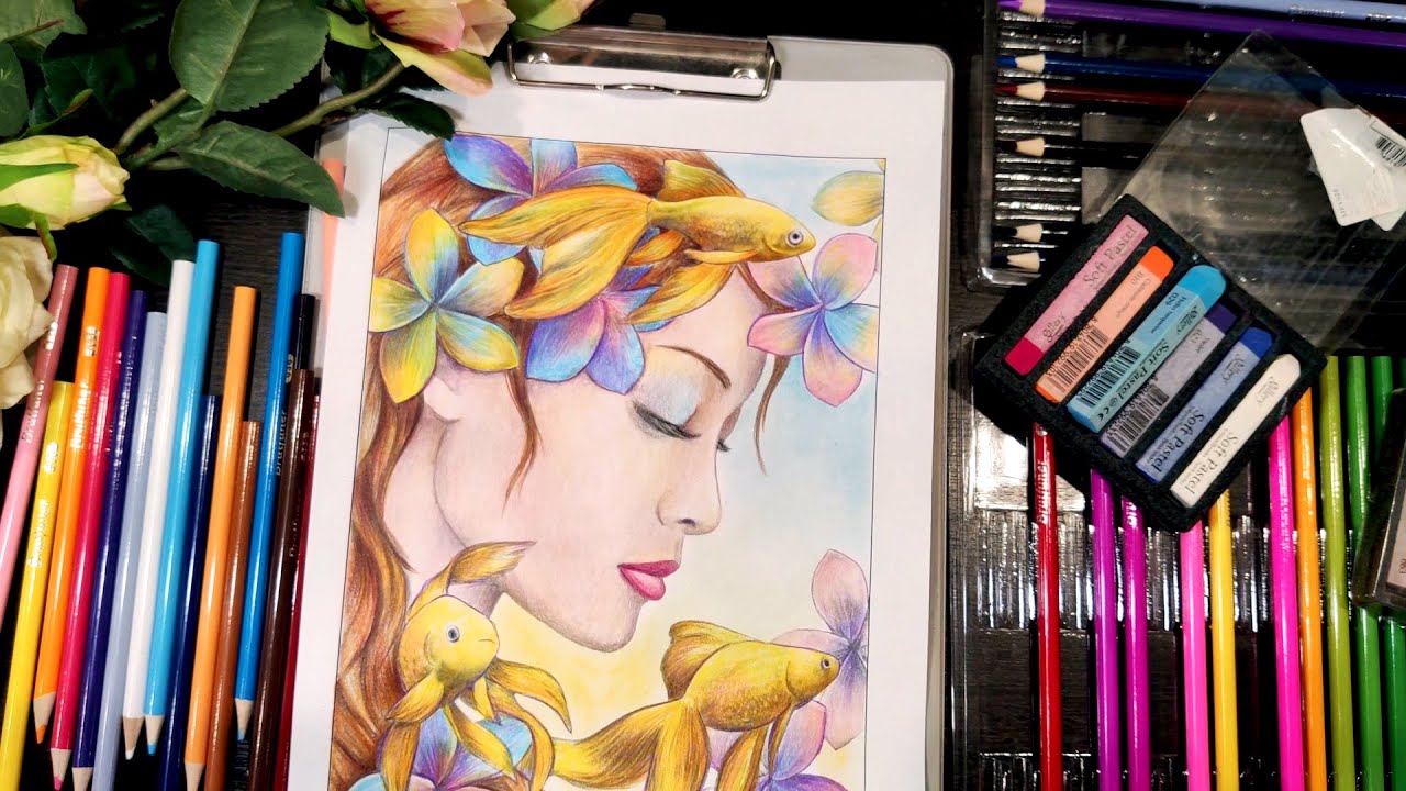 Coloring Tutorial.  Grayscale colouring. Pencils: Brutfuner. Soft pastel  Mungyo.