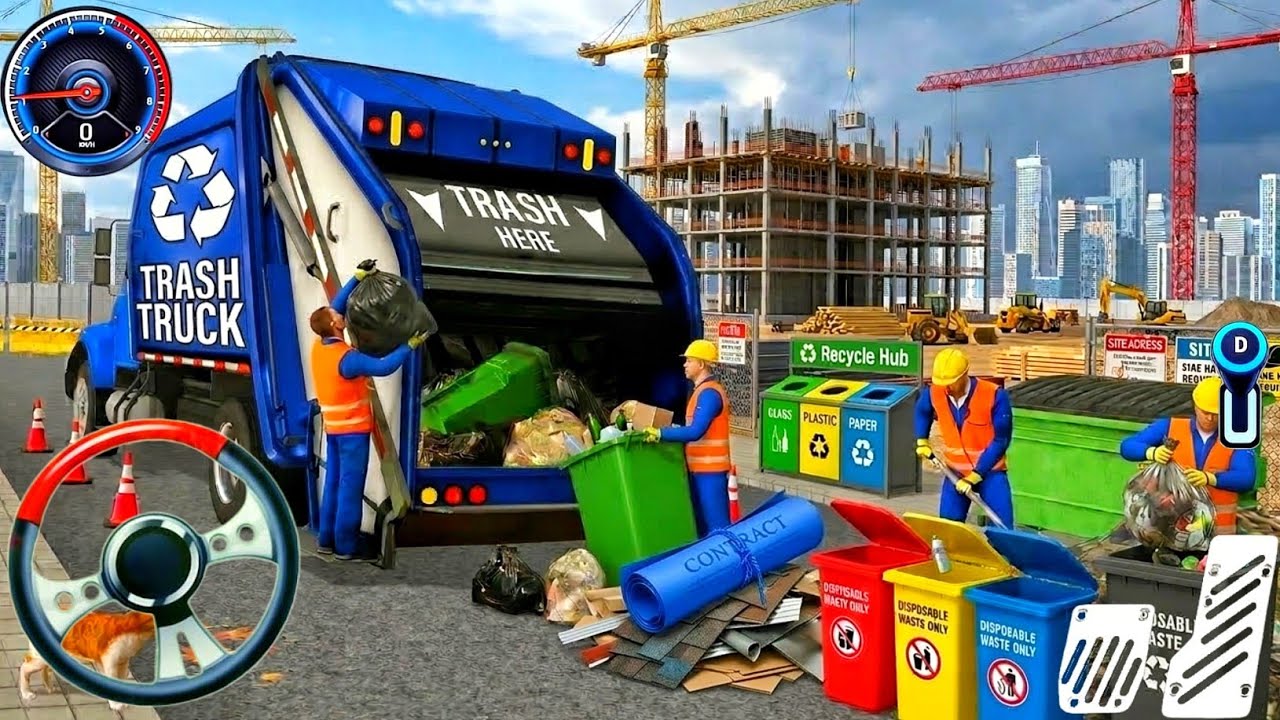 Экстремальный новый мусоровоз 2026 — реалистичная игра про вождение нового мусоровоза! Геймплей н...