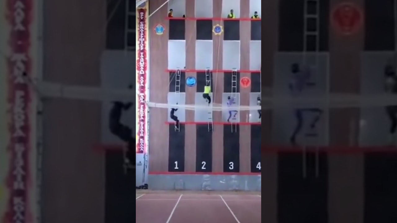 Firefighters ladder scaling building competition #shorts #firefighter #satisfying #training #skills
