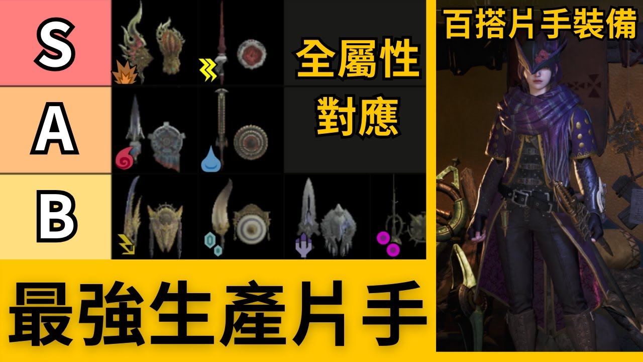 推薦最強素材片手劍+泛用裝備！1.0最終結論版！全屬性對應！ &ndash;&ndash; 魔物獵人荒野武器配裝分享