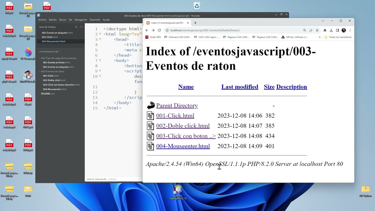 Programación de eventos y manejo del DOM en Javascript