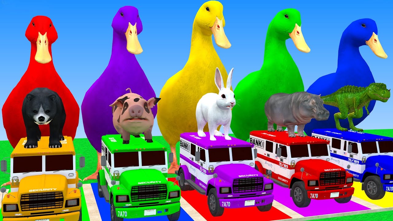 Long Slide Game With Cow Elephant Gorilla Hippopotamus Tiger 3d Animal Game Funny 3d Animals